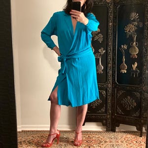 Vintage 1980’s Liz Claiborne Blue Midi Dress Size 8