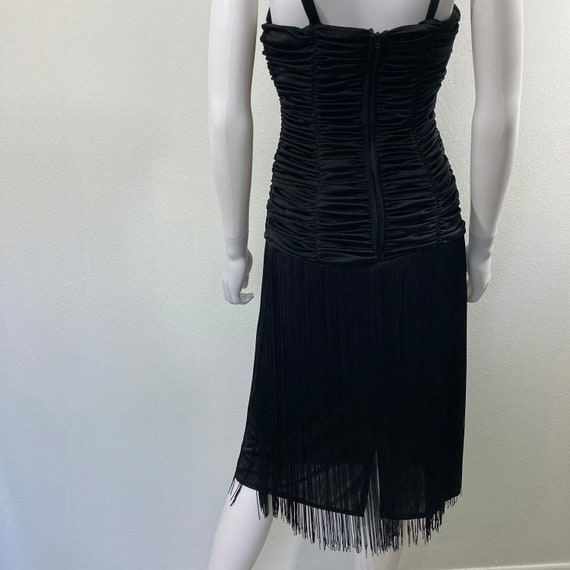 Vintage 1980’s Black Fringe Midi Dress, Little Bl… - image 2