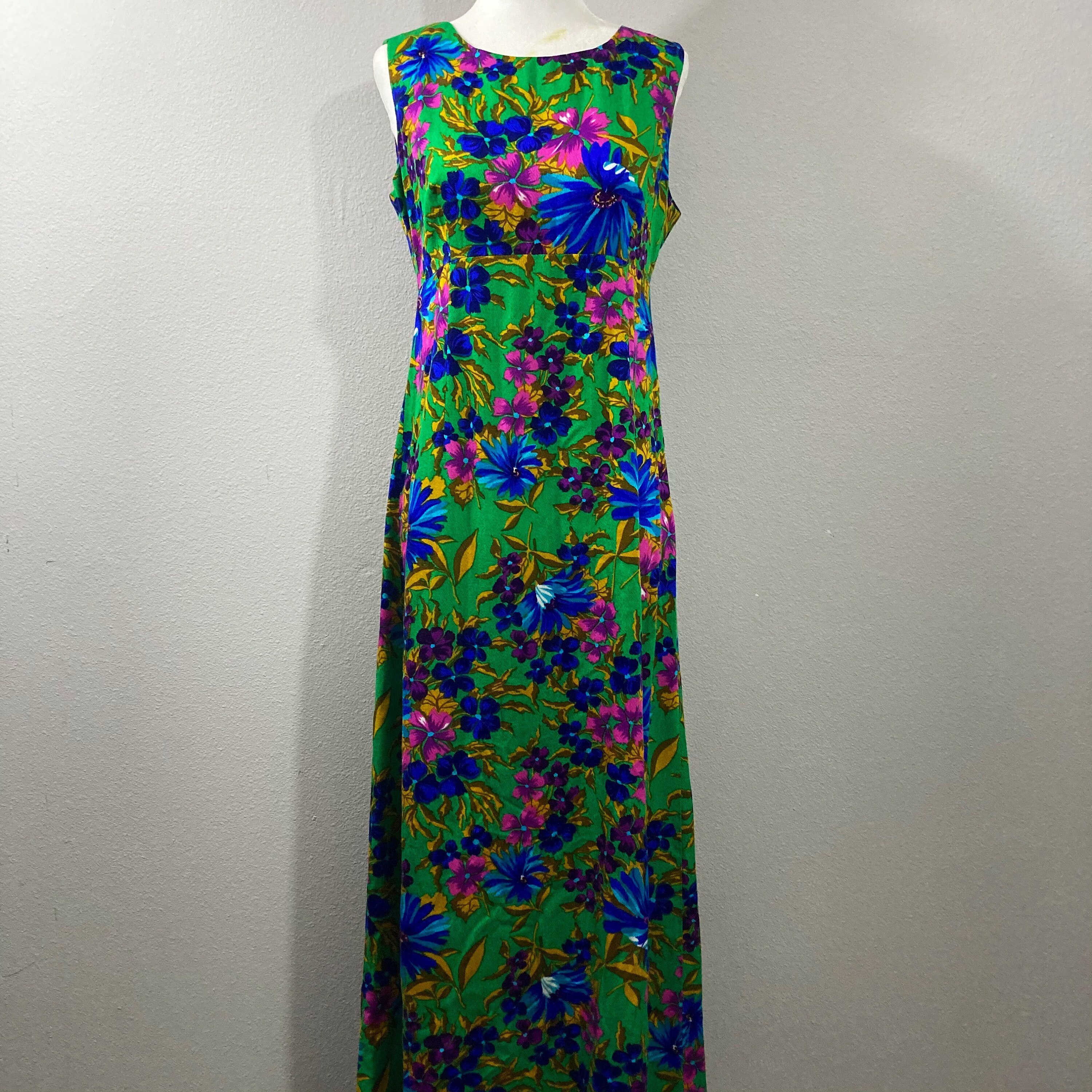 Vintage 1970s Hawaiian Floral Print Maxi Dress Made in Hawaii | Etsy