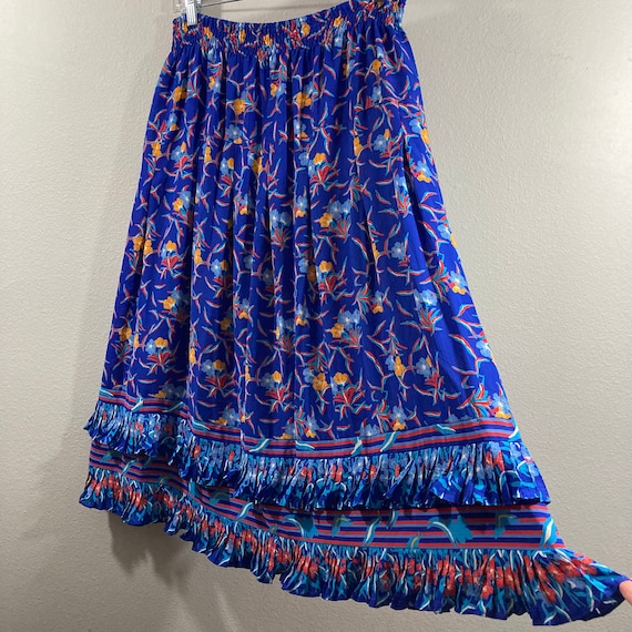 Vintage 80’s Diane Freis Floral Midi Skirt Size M… - image 5