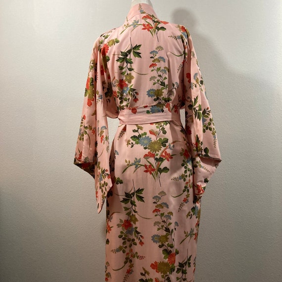 Vintage Kimono Robe- 100% Silk Pink Floral Japane… - image 6