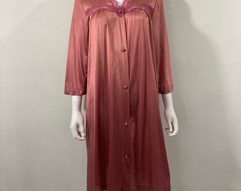 Vintage 70s Shadowline Hot Pink Robe House Coat Size Large