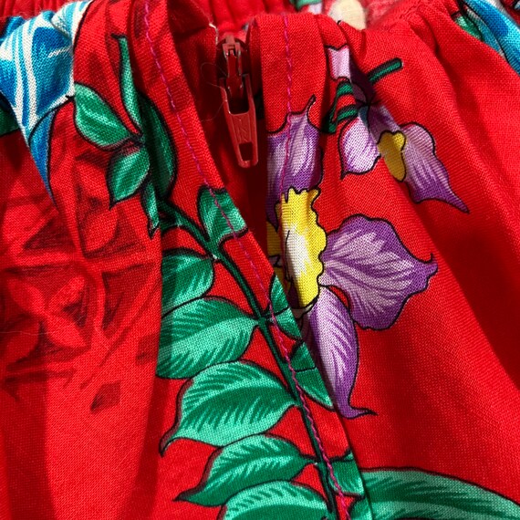 Vintage Hawaiian Maxi Dress, Red Tropical Print D… - image 9