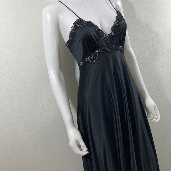 Halston 1970’s Vintage Black Lace Trim Disco Slip… - image 2