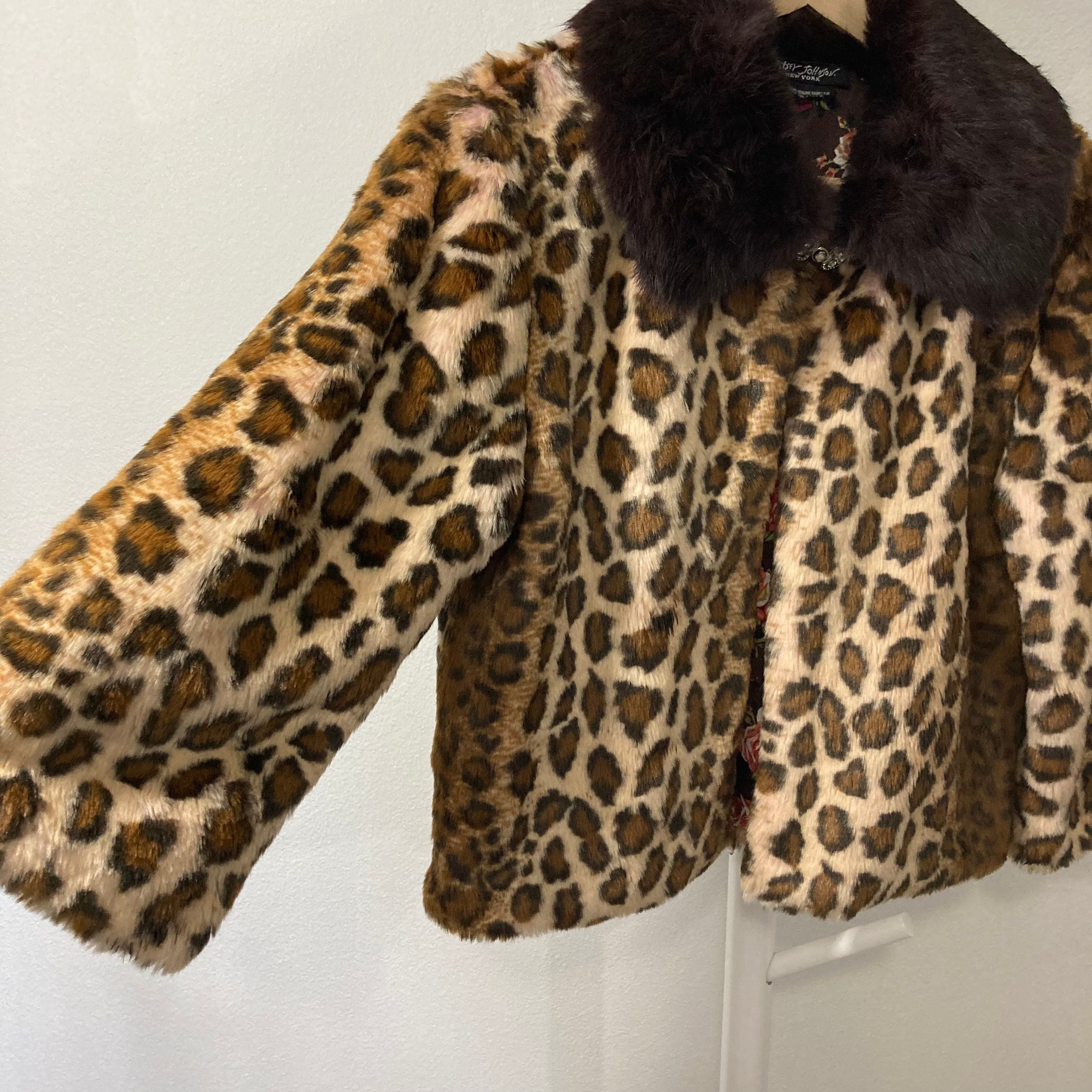 Vintage 1990s Betsy Johnson Animal Print Faux Fur Coat, Size Medium - Etsy