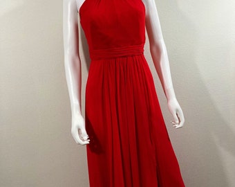 Y2K Oleg Cassini Red Silk Gown Size 4