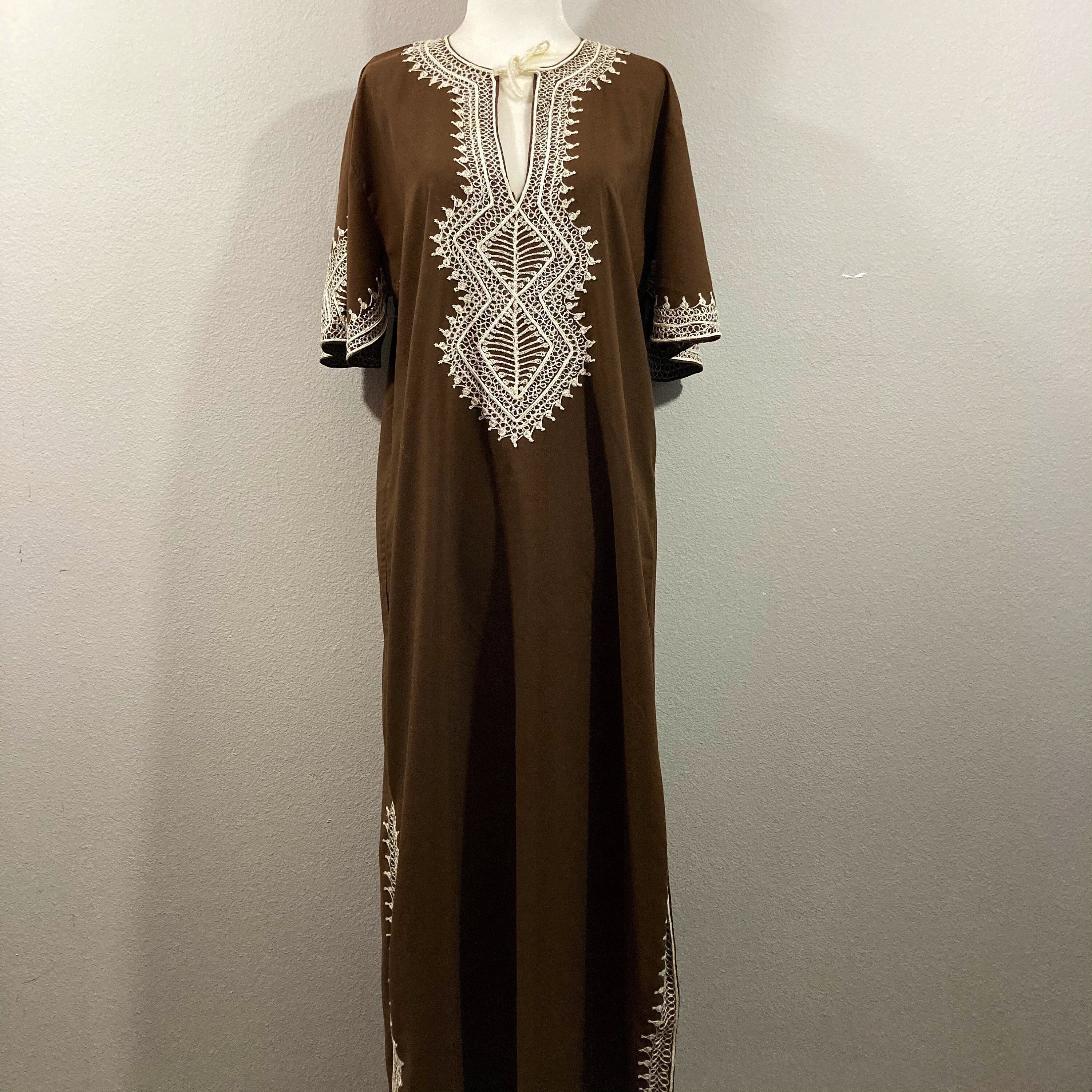 VINTAGE KAFTAN DRESS Cotton Embroidered Kaftan Etsy