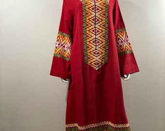 Vintage Embroidered Kaftan Dress, Housecoat, Paulina’s Guatemala- Size Large