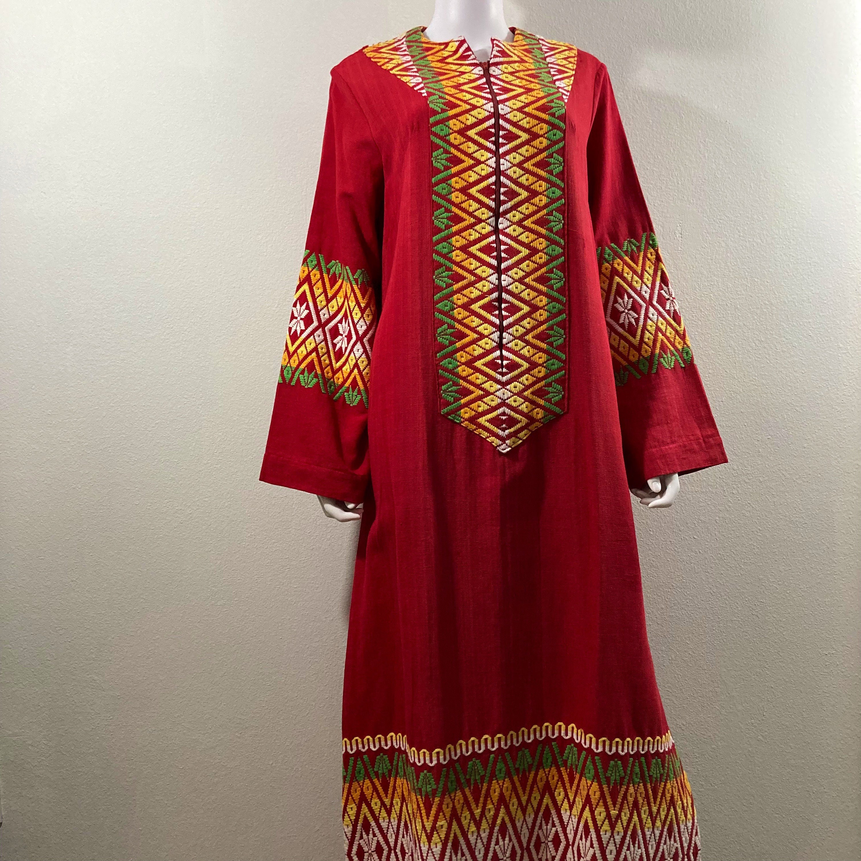 Vintage Embroidered Kaftan Dress, Housecoat, Paulina's Guatemala