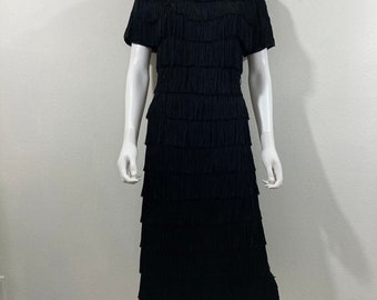 Vintage Mod Fringe Pat Premo California Midi Dress Size Small