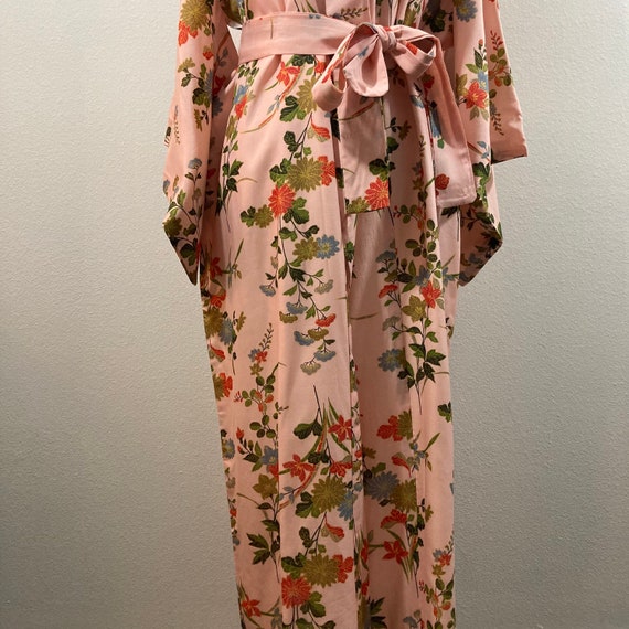 Vintage Kimono Robe- 100% Silk Pink Floral Japane… - image 7