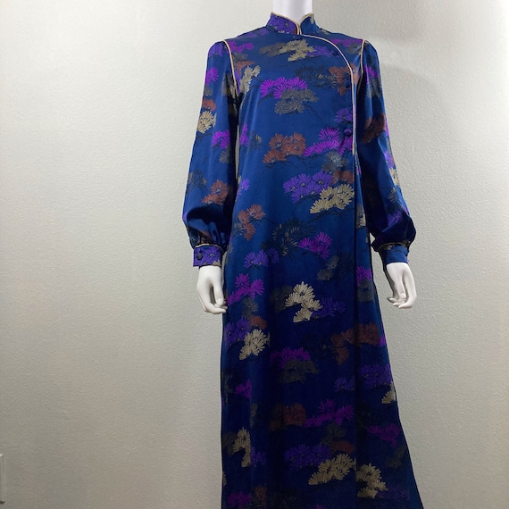 Vintage Christian Dior Silky Cheongsam Robe, Dres… - image 1