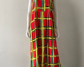 Jams World Vintage 1990’s Bright Plaid Print Maxi Slip Dress