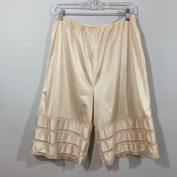 Vintage VICTORIAN Antique Shorts Bloomers Undergarment Cotton Embroidered Eyelet Sage Green