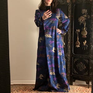 Vintage Christian Dior Silky Cheongsam Robe, Dressing Gown Size Small