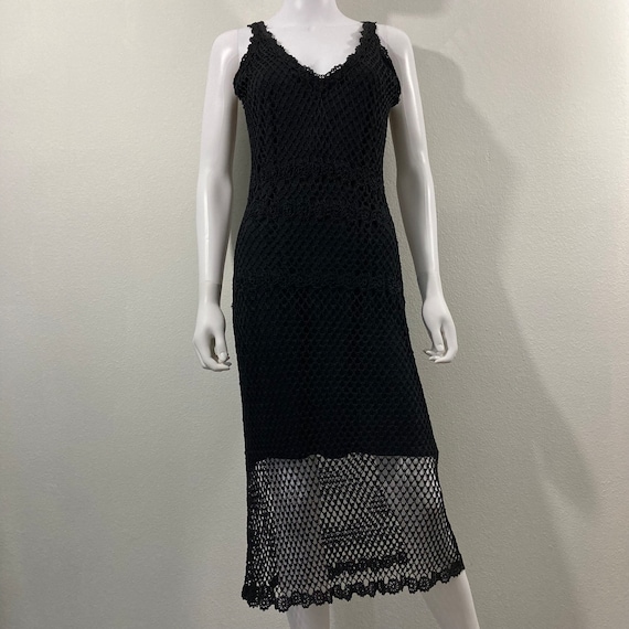 Vintage 1990’s Grunge Crochet Maxi Dress- Size Me… - image 1