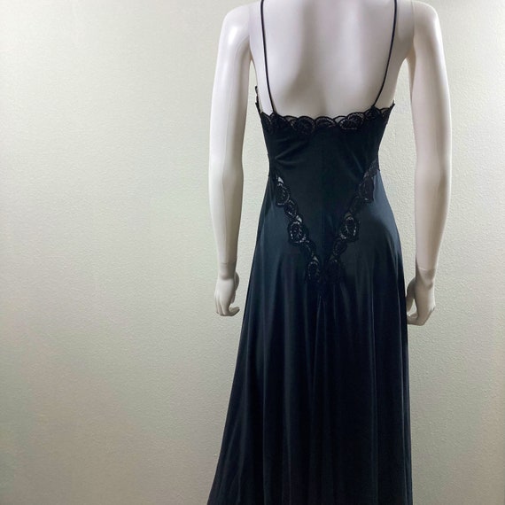 Halston 1970’s Vintage Black Lace Trim Disco Slip… - image 3