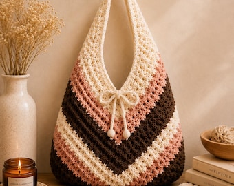 Crochet Hobo Bag Pattern, Slouchy Boho Shoulder Tote (PDF Download)