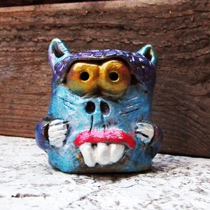 Ceramic Monster Creature, Quirky Monster Figurine.