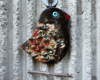 ceramic wall art bird handmade large bird wall hanging.