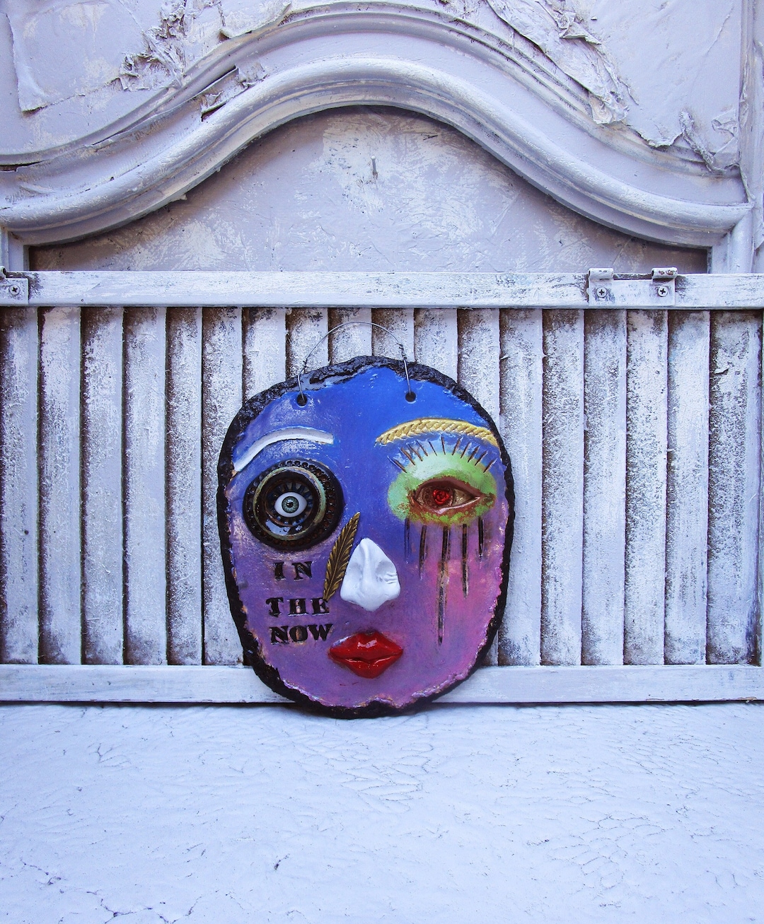 Ceramic Wall Mask Face Sculpture Wall Hanging 8.25 X Etsy