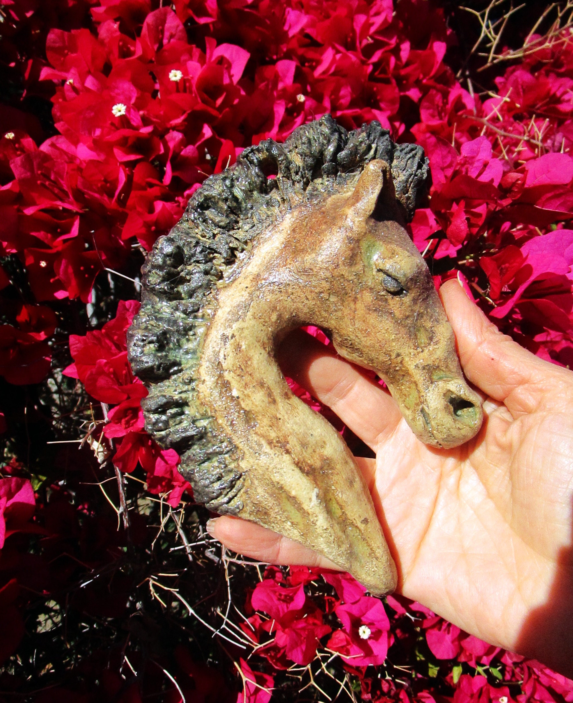 Horse Sculpture Art Wall Decor Hand Sculptured Pottery Horse Etsy