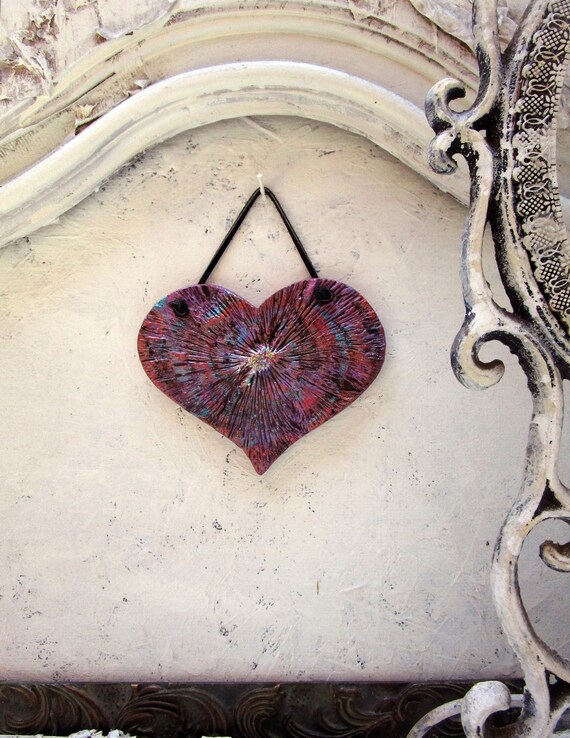Ceramic Heart Wall Hanging Pottery Handmade Textured Wall Etsy