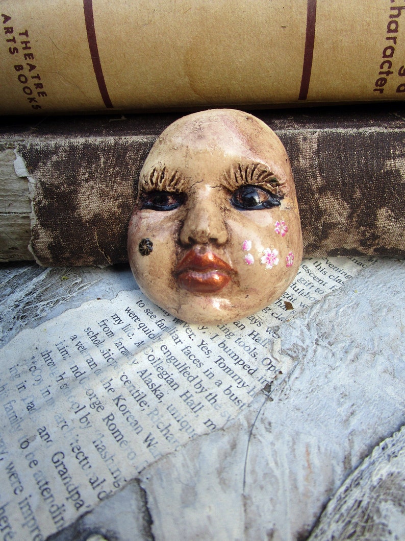 Doll Face Part Supplies Handmade Pottery 2.25 Doll Head Etsy