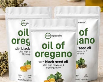 3 Pack of Oil of Oregano Softgels, 300 Count | 2 in 1 Formulated with Black Seed Oil |Plant Based, Non-GMO