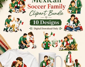 Mexiko Fußball Dad Clipart, Vatertag Familien Bundle, PNG SVG JPG