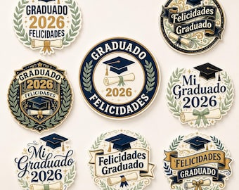 Spanish Graduation 2026 PNG SVG Bundle, Graduado Felicidades Clipart (Digital Download)