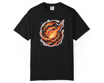 Fiery Meteor Illustration T-shirt | Flame Comet Graphic Tee