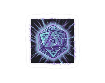 Electric D20 Sticker | Die Roll Vinyl Decal