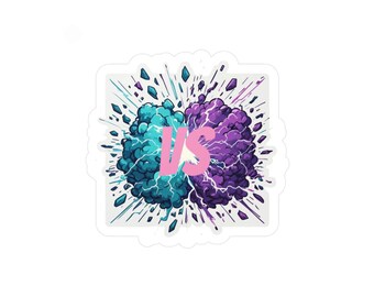 VS Explosion Sticker | Kiss-Cut Vinyl Decal, Teal vs Purple Burst