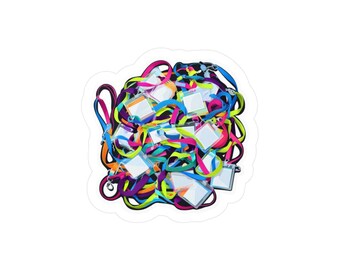 Colorful Lanyard Tangle Kiss-Cut Vinyl Decals | Bright Badge Strap Sticker
