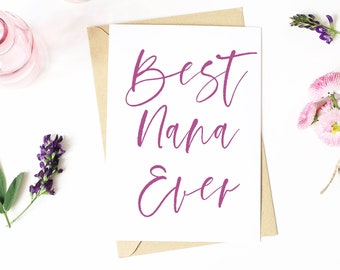 Biglietto di auguri per la festa della mamma - Nan, tata, nonna, biglietto per la festa della mamma felice, migliore nana di sempre