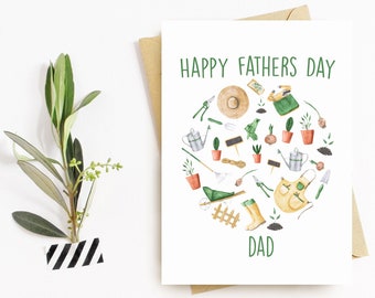 Fathers Day Greeting Card - Dad, Daddy, Grandad, Grandpa, Pops, Happy Fathers Day Card - Gardening