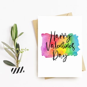 Carte de vœux joyeuse de jour de Valentines, envoi de carte d’amour, carte de jour de Valentines, jour de Valentines, LGBT, arc-en-ciel, fierté