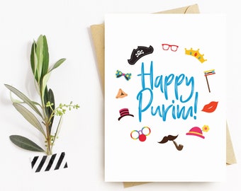 Purim Greetings Card. Personalised Purim Card. Customizable Card. Jewish Celebration.