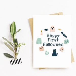 Bonne carte de vœux d’Halloween - Première carte d’Halloween - 1er Halloween de bébé