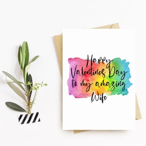Carte de vœux bonne Saint-Valentin, Carte saint Valentin, Carte saint Valentin pour femme, Arc-en-ciel, LGBT