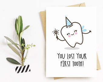 First Tooth - Toothfairy Card - Losing Teeth Card, Wobbly Teeth, Tooth Fairy Card