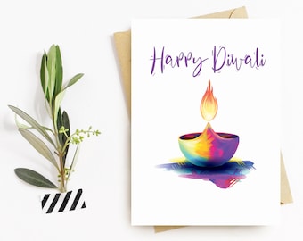 Biglietto d'auguri Diwali, Carte Deepavali, Biglietto Personalizzabile per il Nuovo Anno Indiano, Felice Diwali Card