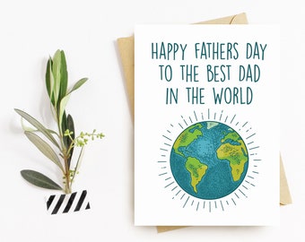 Fathers Day Greeting Card - Best in the World - Dad, Daddy, Grandad, Grandpa, Pops, Happy Fathers Day Card