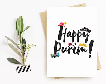 Purim Greetings Card. Personalised Purim Card. Customizable Card. Jewish Celebration.