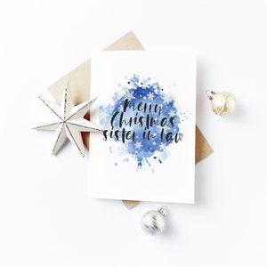 Personalised Christmas Card with Snowflake Design - Sister in Law