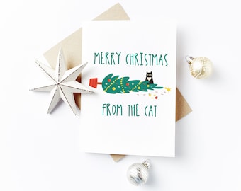 Merry Christmas from the Cat - Cat Christmas Card