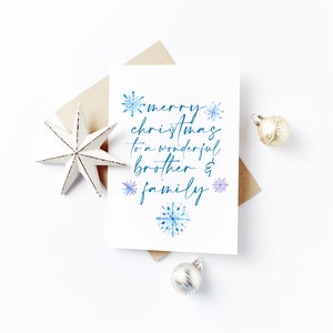 Carte de Noël personnalisée avec snowflake design - Frère et famille