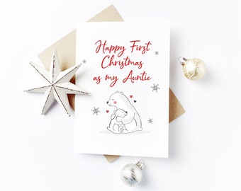Cartolina di Natale personalizzata - Buon primo biglietto di Natale della zia, primo Natale come biglietto della mia zia