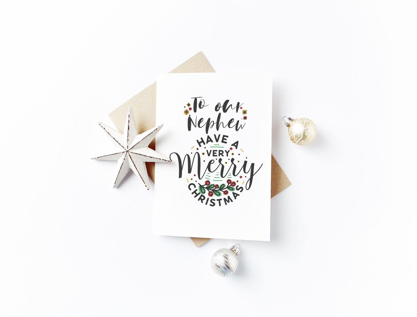 Personalised Christmas Card Merry Christmas Nephew | Etsy